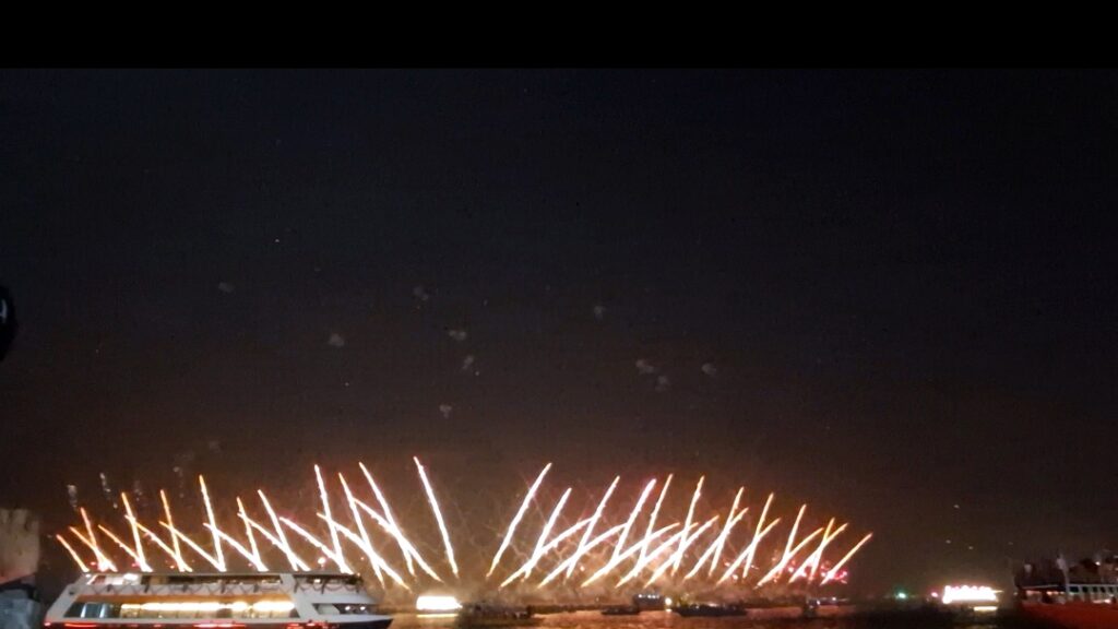 dev-deepawali-ganga-light- show Golden Dev Deepawali lights reflecting on the Ganga in Varanasi
